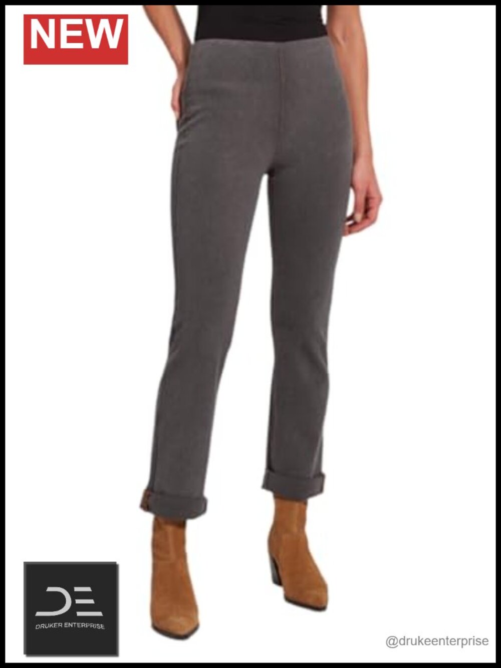 Pull-On Boyfriend Jeans High Rise Straight Leg Cotton Spandex